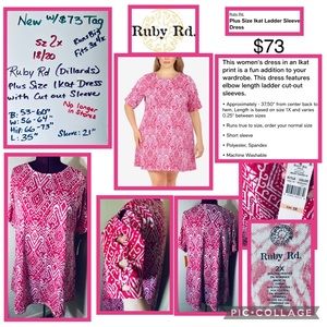 Sz 2x 18/20 RUNS BIG fits 3x 4x 22/24-26/28
⭐️Ruby Rd Crew Neck Ikat Print Dress